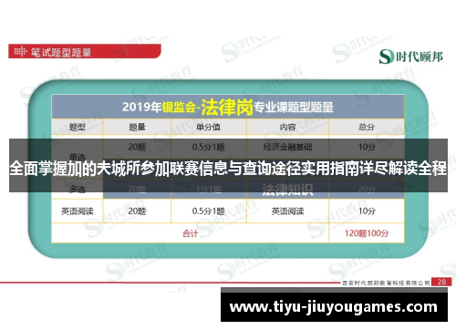 全面掌握加的夫城所参加联赛信息与查询途径实用指南详尽解读全程